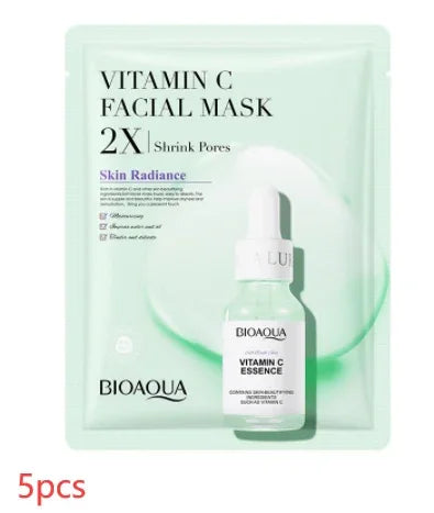BIOAQUA Vitamin C facial mask and essence set, skincare product pack at SouqFinds- Collagen Face Mask Moisturizing Firming Face Sheet Mask Hyaluronic Acid Facial Masks Beauty Skin Care Gel Skin Care