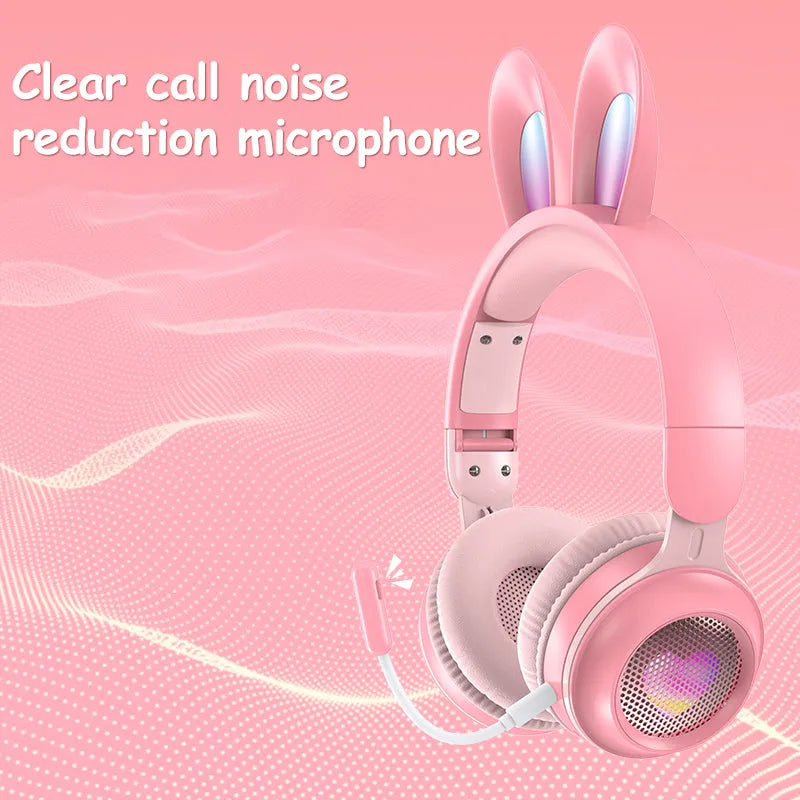 Luminous Wireless Rabbit Ear Bluetooth Headphones with Extendable Wheat Design - SouqFinds- Wireless Bluetooth Headphones - LED Rabbit Ear Design for Gaming & Music- Wireless Bluetooth Headphones - LED Rabbit Ear Design for Gaming & Music