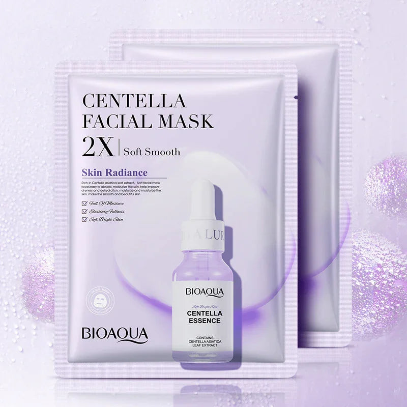 BIOAQUA Centella facial mask and essence for skin radiance, premium beauty product at SouqFinds- Collagen Face Mask Moisturizing Firming Face Sheet Mask Hyaluronic Acid Facial Masks Beauty Skin Care Gel Skin Care