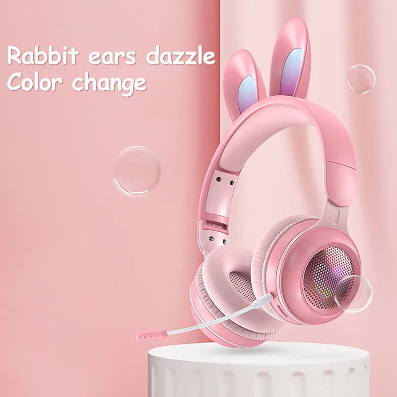Luminous Wireless Rabbit Ear Bluetooth Headphones with Extendable Wheat Design - SouqFinds- Wireless Bluetooth Headphones - LED Rabbit Ear Design for Gaming & Music- Wireless Bluetooth Headphones - LED Rabbit Ear Design for Gaming & Music