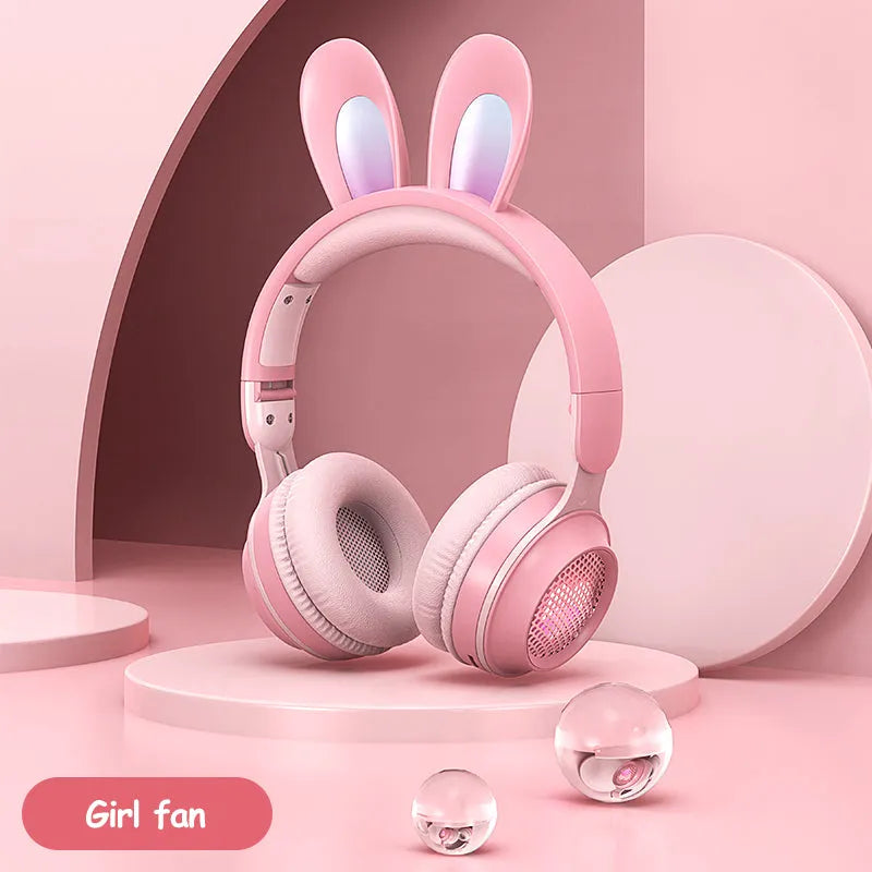 Luminous Wireless Rabbit Ear Bluetooth Headphones with Extendable Wheat Design - SouqFinds- Wireless Bluetooth Headphones - LED Rabbit Ear Design for Gaming & Music- Wireless Bluetooth Headphones - LED Rabbit Ear Design for Gaming & Music