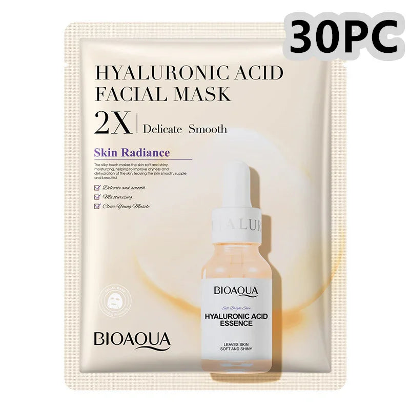 BIOAQUA hyaluronic acid facial mask 30 pack for skin hydration at SouqFinds- Collagen Face Mask Moisturizing Firming Face Sheet Mask Hyaluronic Acid Facial Masks Beauty Skin Care Gel Skin Care