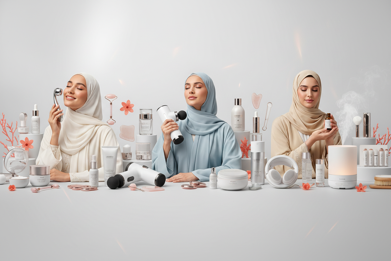 Wellness banner with Arabic-style clothing